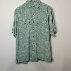 Tommy Bahama Men’s Short Sleeve Hawaiian Camp Shirt Teal Size Small 100% Silk